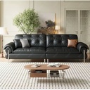 中古侘寂風 小戶型直排高腳頭層牛皮沙發 OL-伊西#