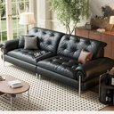 中古侘寂風 小戶型直排高腳頭層牛皮沙發 OL-伊西#