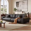 義式極簡風 直排小戶型黑色頭層牛皮沙發 OL-蒂洛#