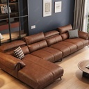 義式極簡風 頭層牛皮貴妃復古油蠟皮沙發 OL-2698#