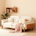 奶油風 直排原木可拆洗貓抓布沙發 OL-2385#