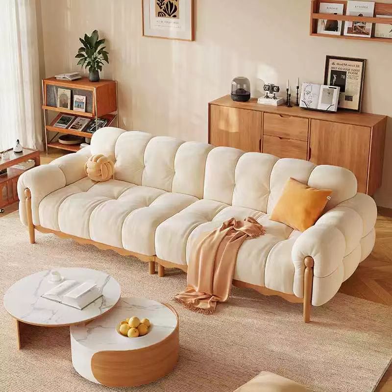 義式極簡風 直排小戶型奶油鋼琴鍵布沙發 OL-福德#