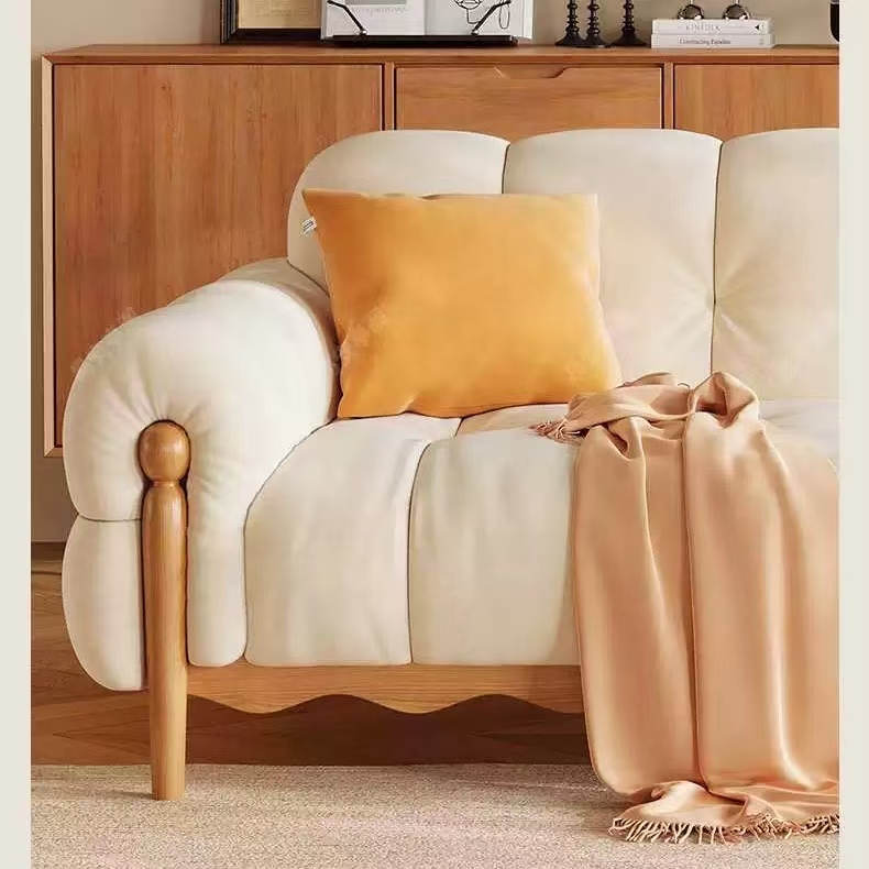 義式極簡風 直排小戶型奶油鋼琴鍵布沙發 OL-福德#