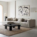 中古侘寂風 羽絨可拆洗棉麻豆腐塊布沙發 OL-柳岸#