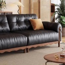 中古侘寂風 直排高腳頭層牛皮沙發 OL-丽贝#