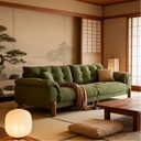 北歐風 原木直排雲朵綠色布沙發 OL-5021#