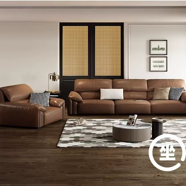 中古侘寂風 頭層牛皮大象耳朵真皮沙發 OL-2892#