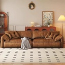 中古侘寂風 直排大象耳朵豆腐塊皮沙發 OL-山阁#