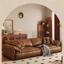 中古侘寂風 直排大象耳朵豆腐塊皮沙發 OL-山阁#