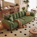 中古侘寂風 綠色直排實木雲朵貓抓布沙發 OL-YM502#