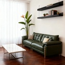 中古侘寂風 綠色直排雲朵油蠟皮沙發 OL-幻思#