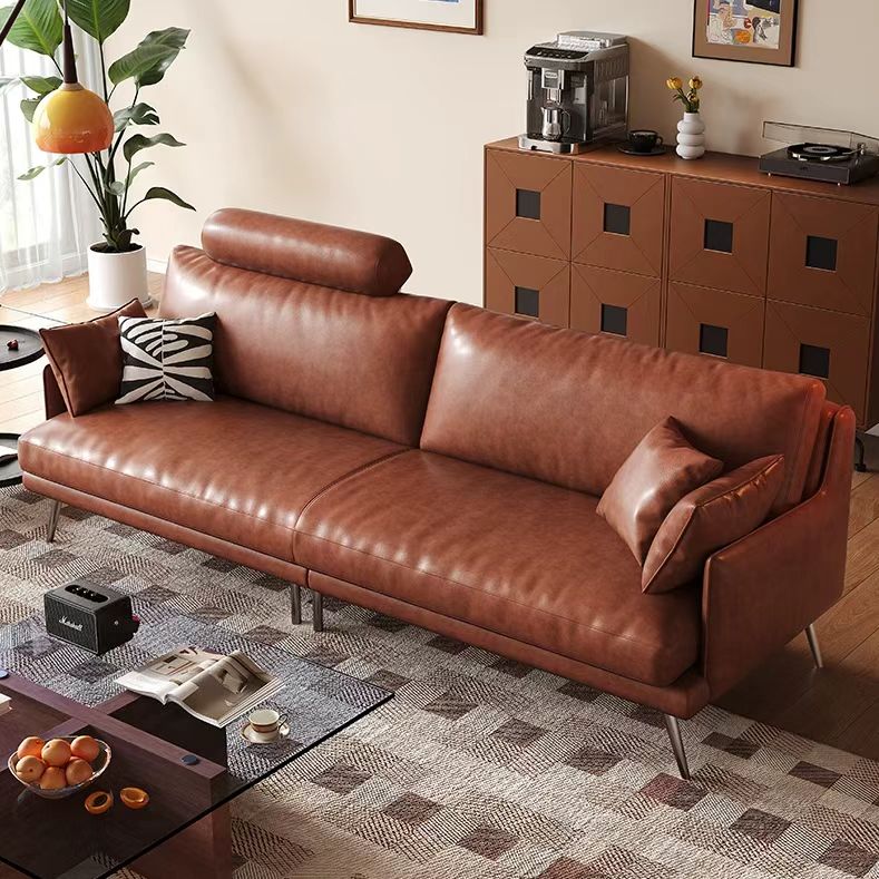 中古侘寂風 小戶型復古焦糖色油蠟真皮沙發 OL-戲蝶#