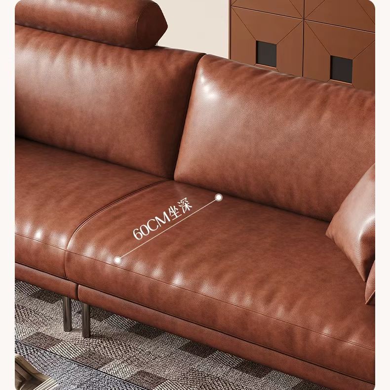 中古侘寂風 小戶型復古焦糖色油蠟真皮沙發 OL-戲蝶#