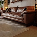 中古侘寂風 焦糖色高腳直排頭層牛皮沙發 OL-米克#