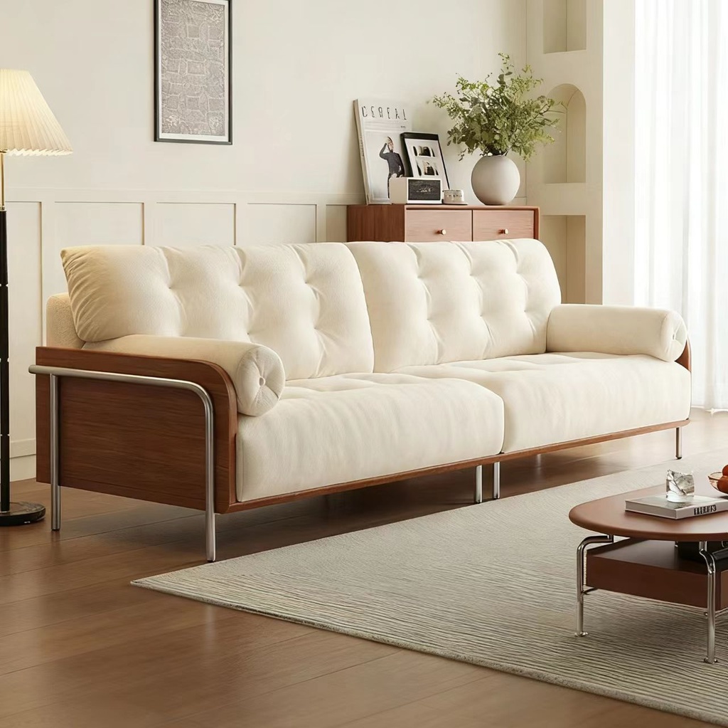 中古侘寂風 小戶型直排雲朵可拆洗布沙發 OL-念珠#