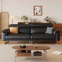 中古侘寂風 小戶型直排黑色簡約真皮沙發 OL-克里#