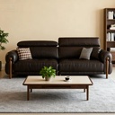 中古侘寂風 小戶型直排黑色頭層牛皮沙發 OL-憐玉#