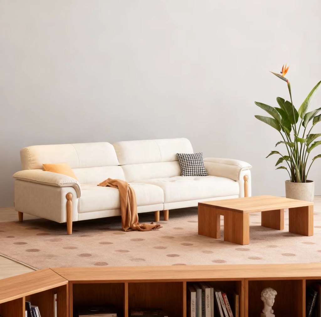 北歐風 直排小戶型雲朵實木布沙發 OL-曦日#