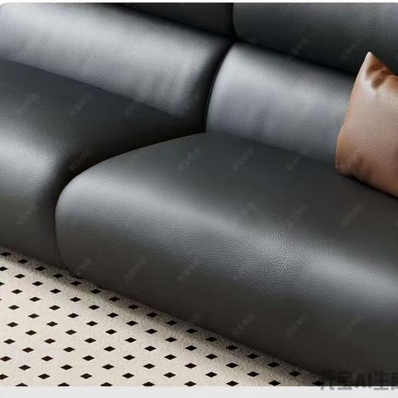 義式極簡風 小戶型直排輕奢黑色真皮沙發 OL-萊迪#