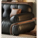 義式極簡風 直排小戶型復古黑色雲朵真皮沙發 OL-帕尔#