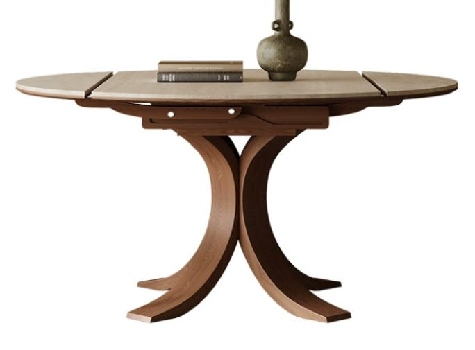 中古剎寂 岩板 可伸縮 實木餐桌2416#OL