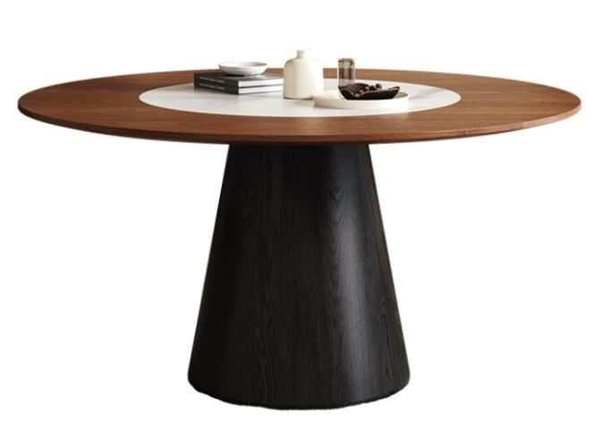 中古刹寂 内嵌轉盤 圓形實木餐桌7042#OL