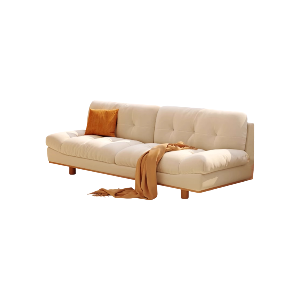 奶油風 羽絨靠背軟包 實木架 雲朵布沙發516#OL