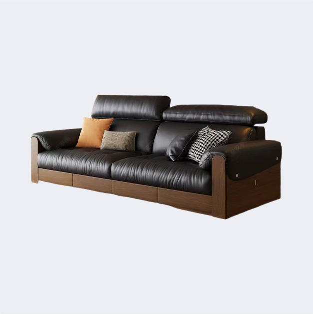 中古侘寂風 調節頭枕 储物 豆腐塊矮脚沙發OL-芙蓉#