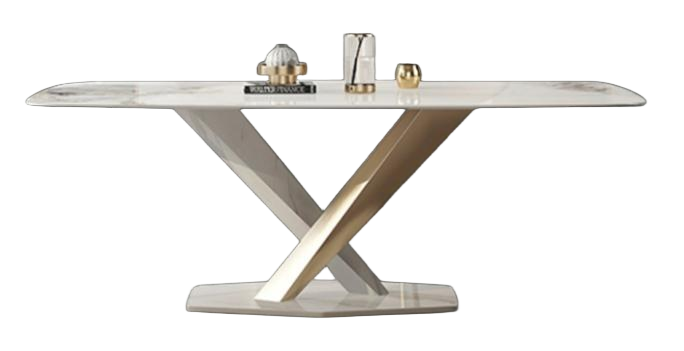 輕奢 岩板 長形不鏽鋼餐桌x998c#OL