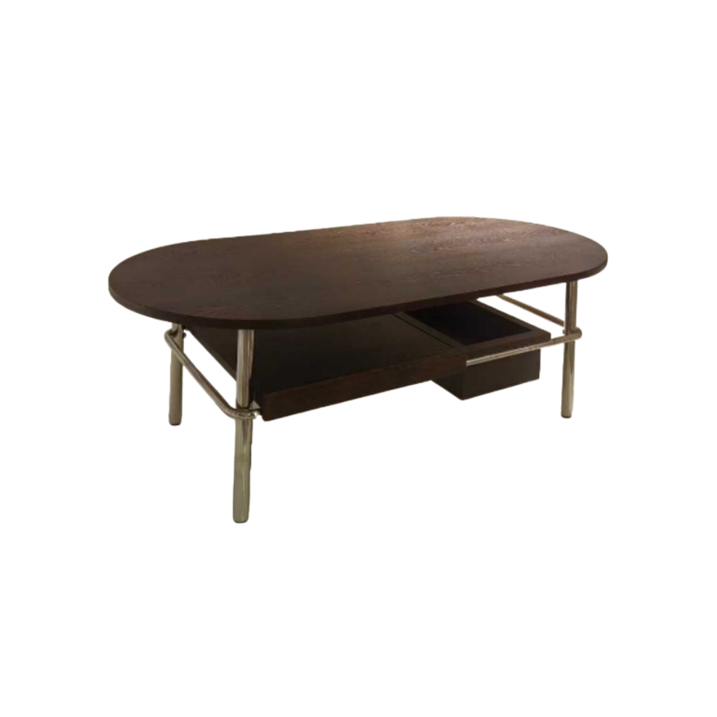 中古風簡約 客廳 橢圓形實木茶几YJJ-708