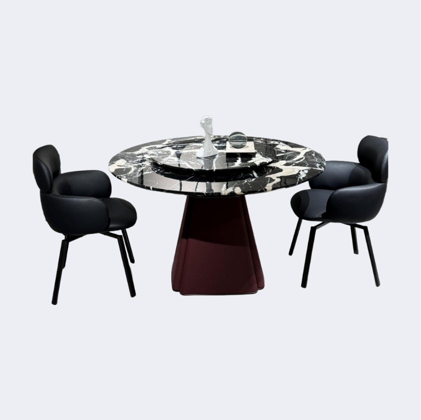 義式極簡 奢石 寶格麗黑 帶轉盤園臺SL-2526#