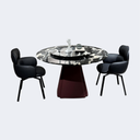 義式極簡 奢石 寶格麗黑 帶轉盤園臺SL-2526#