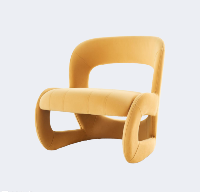 義式極簡  設計師款 異形 布藝休閑單椅YFN-K066