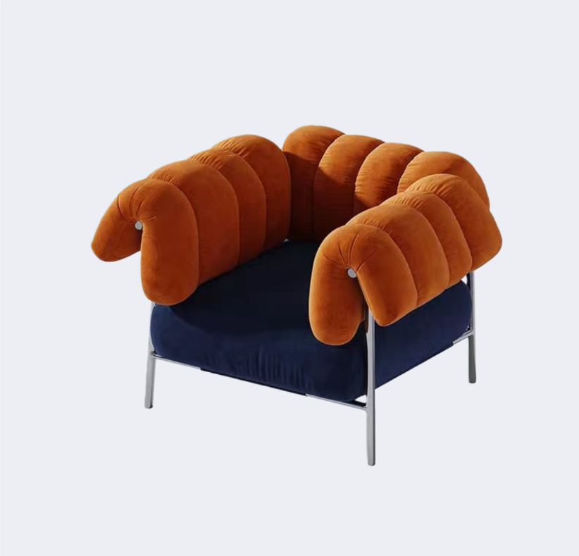 義式極簡 設計師款 異形 布藝休閑單椅YFN-K096