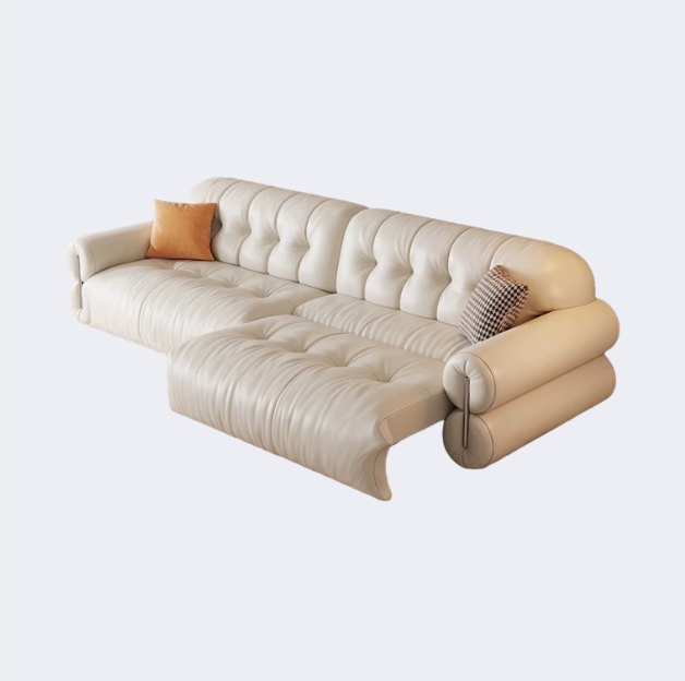 中古侘寂風 電動直排雲朵真皮沙發 OL-黑糖#