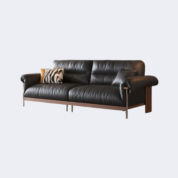 義式極簡風 實木底座 皮沙發OL-朗月#