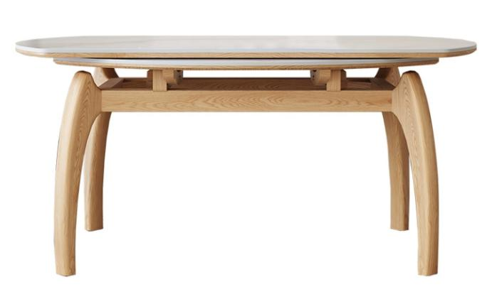 中古風 岩板 可伸縮 實木餐桌A18#OL