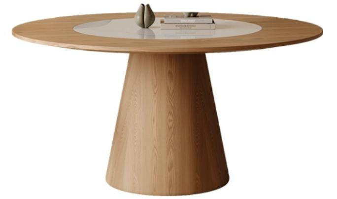 中古風 内嵌轉盤 全實木圓形餐桌788#OL