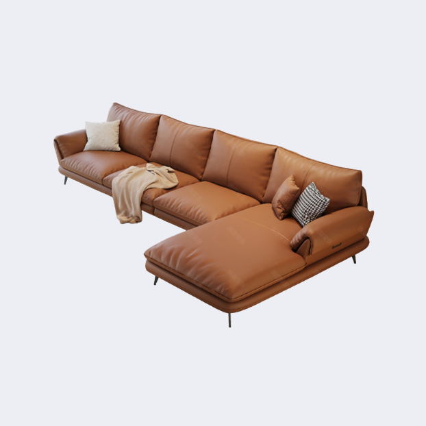 中古侘寂風 金屬脚 大座深皮沙發OL-2986#