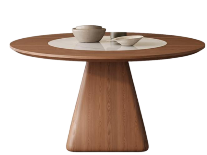 中古剎寂 内嵌轉盤 全實木 圓形餐桌7052#OL