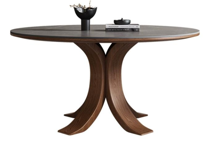 中古刹寂 岩板 圓形實木餐桌2417#