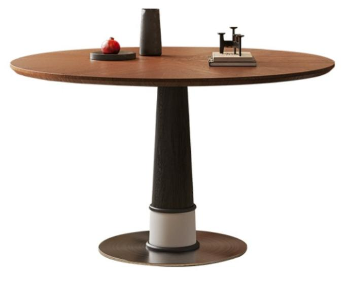 中古刹寂 五金底座 圓形實木餐桌QC-30#OL