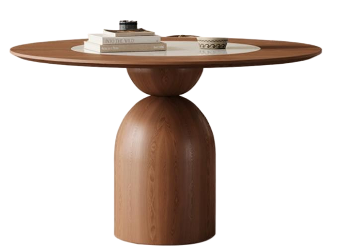 中古刹寂 内嵌轉盤 圓形實木餐桌7092#OL