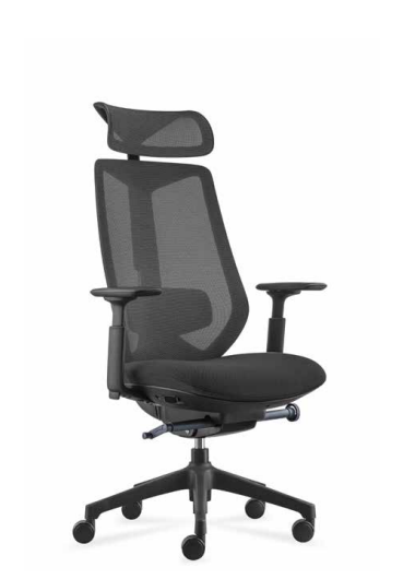 透氣網面 帶頭枕 可旋轉升降辦公椅JY-D270-黑框