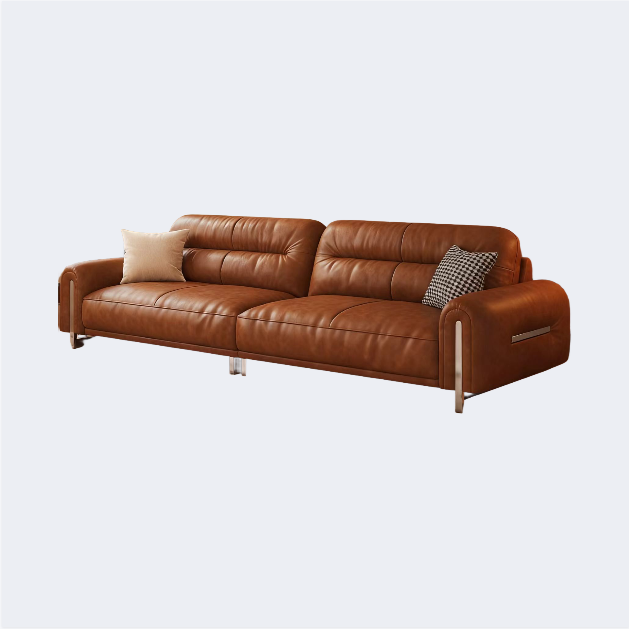 中古侘寂風 金屬框架 皮面沙發OL-子爵#