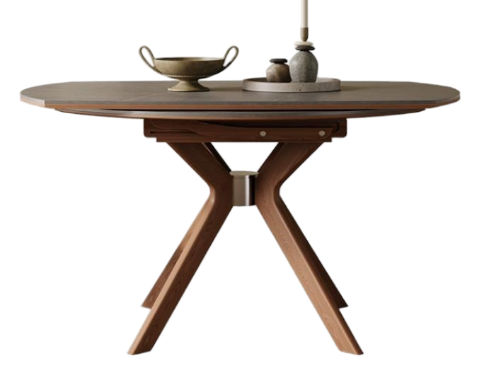 中古風 岩板 可伸缩 實木餐桌9801#OL