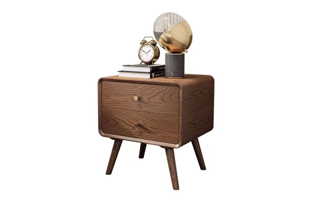 北歐風 實木雙抽床頭櫃 YL02