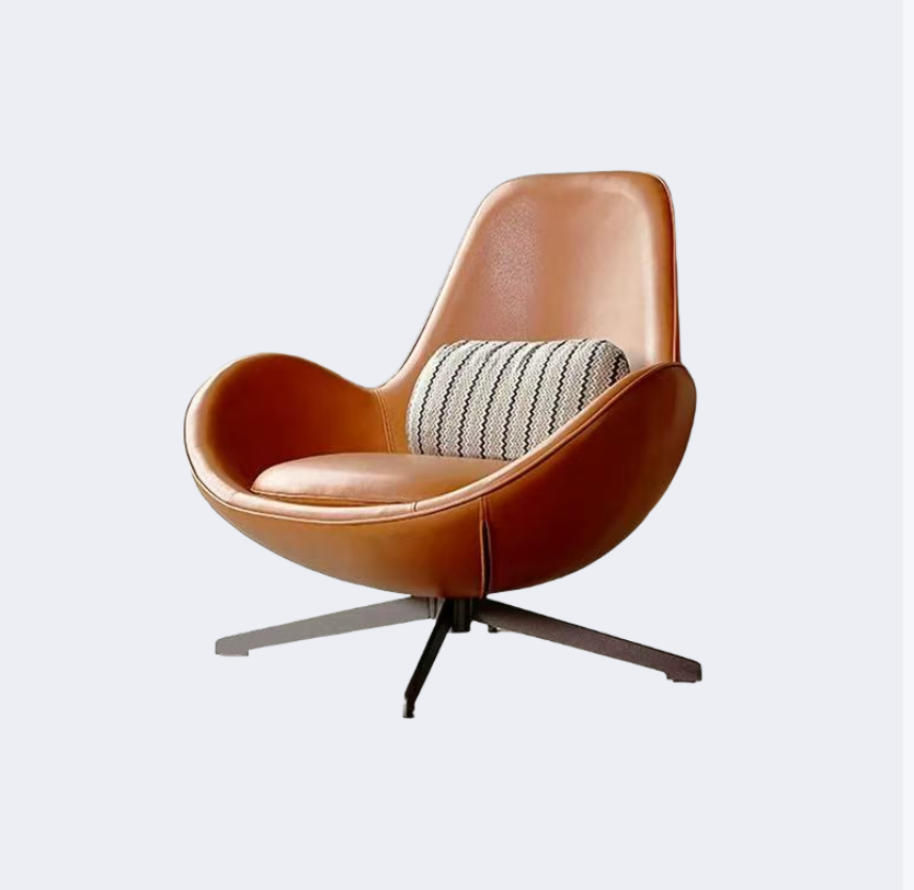 義式極簡 可旋轉 皮面蛋殼椅YFN-AB075