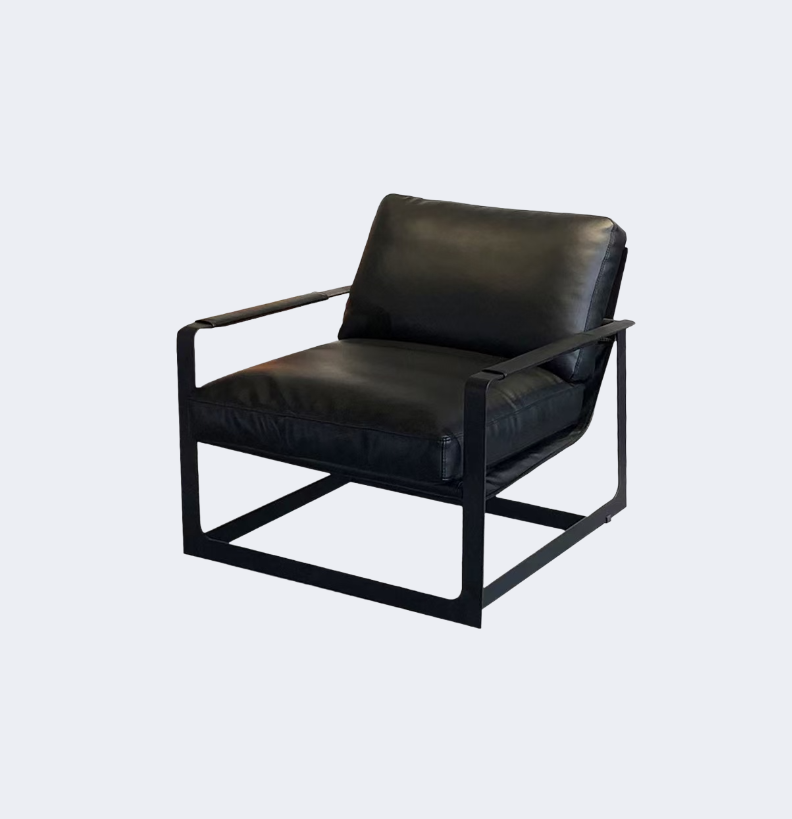 義式極簡 鋼架 皮面扶手椅YFN-B039