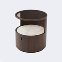 現代簡約 玻璃面 圓形床頭櫃ST313